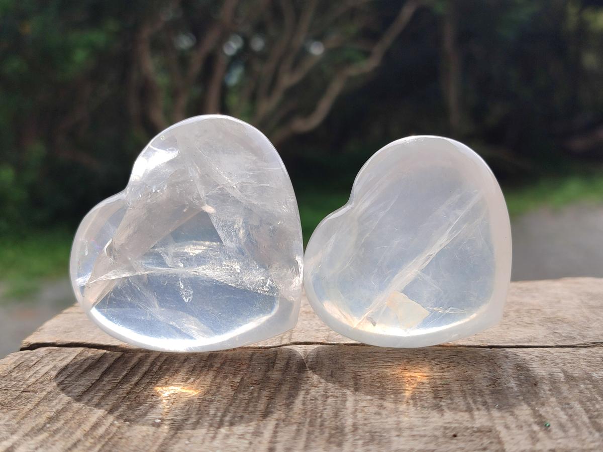 Polished Girasol Pearl Quartz Hearts x 24 From Ambatondrazaka, Madagascar - Toprock Gemstones and Minerals 
