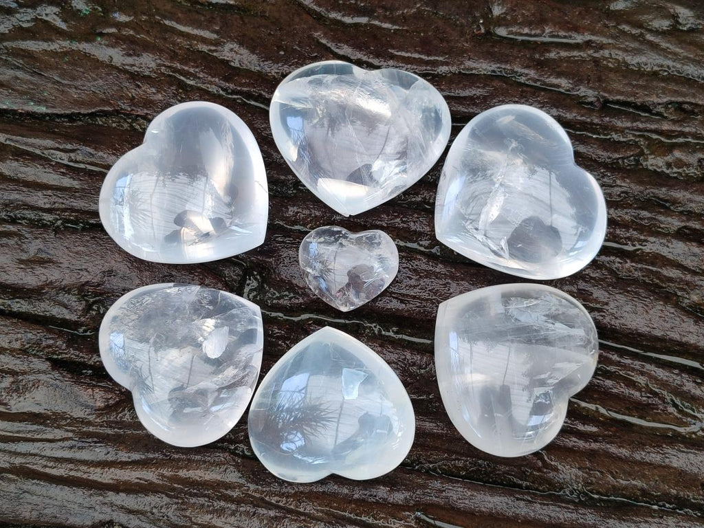 Polished Girasol Pearl Quartz Hearts x 24 From Ambatondrazaka, Madagascar - Toprock Gemstones and Minerals 