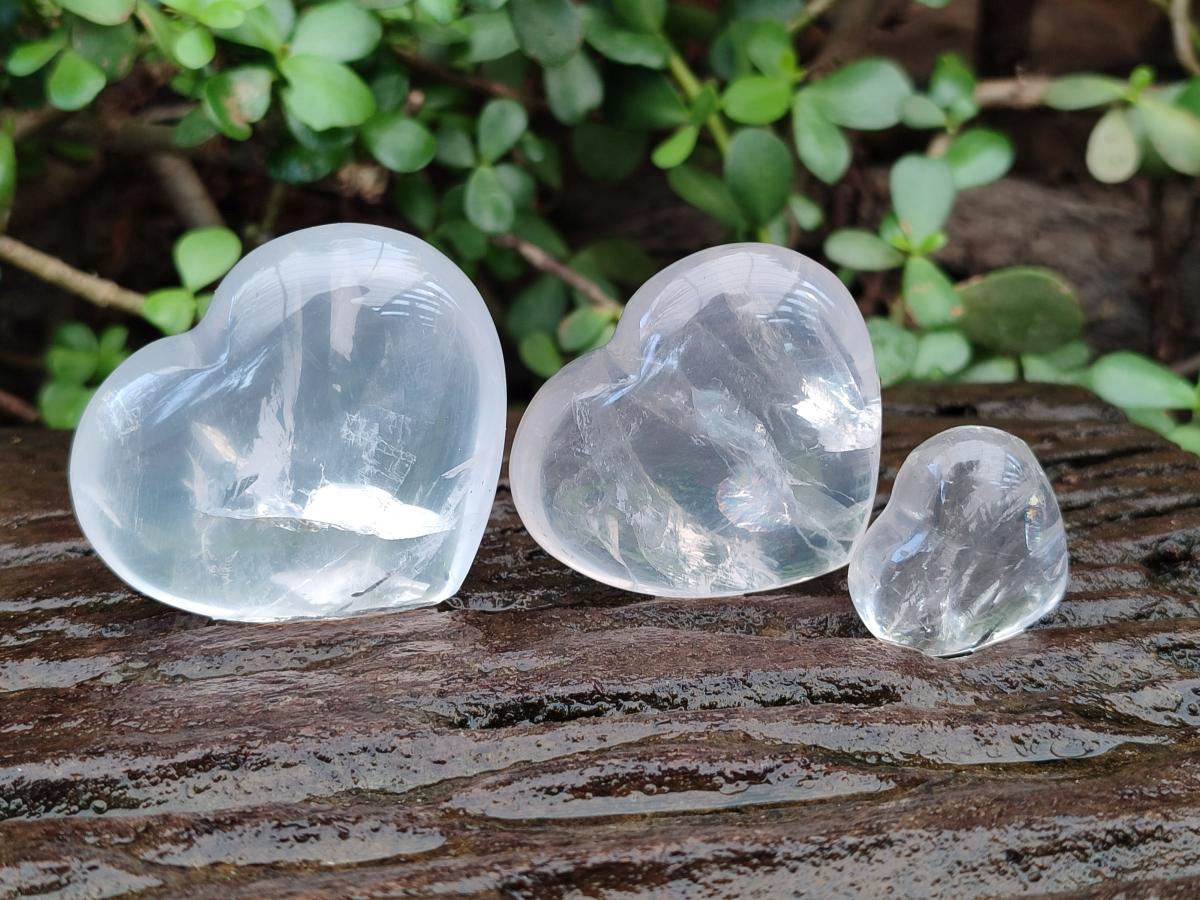 Polished Girasol Pearl Quartz Hearts x 24 From Ambatondrazaka, Madagascar - Toprock Gemstones and Minerals 
