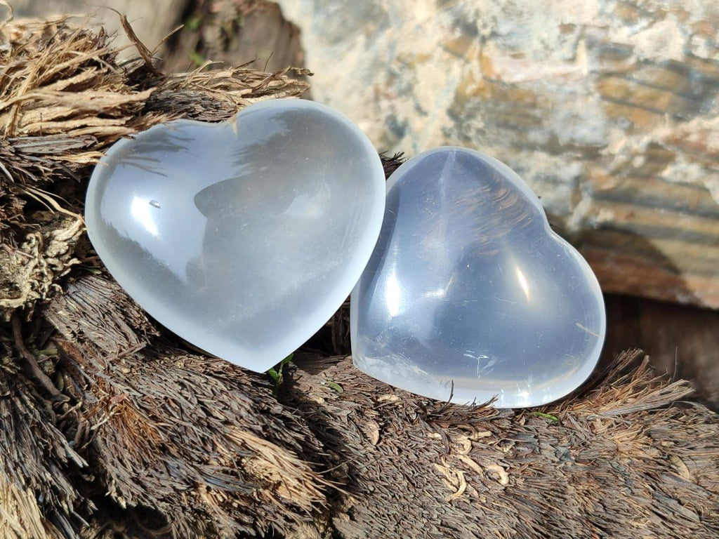 Polished Girasol Pearl Quartz Hearts x 24 From Ambatondrazaka, Madagascar - Toprock Gemstones and Minerals 