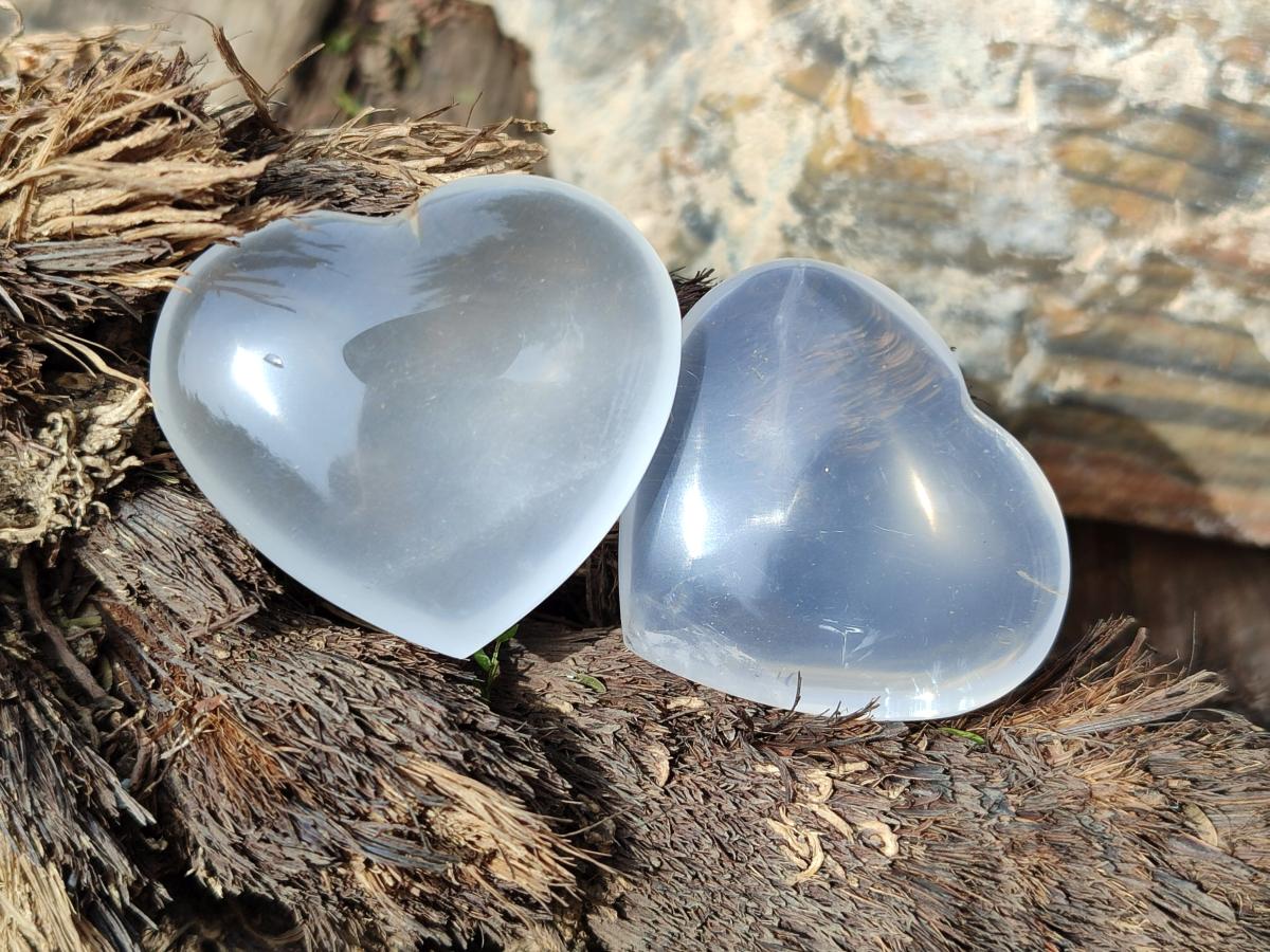 Polished Girasol Pearl Quartz Hearts x 24 From Ambatondrazaka, Madagascar - Toprock Gemstones and Minerals 