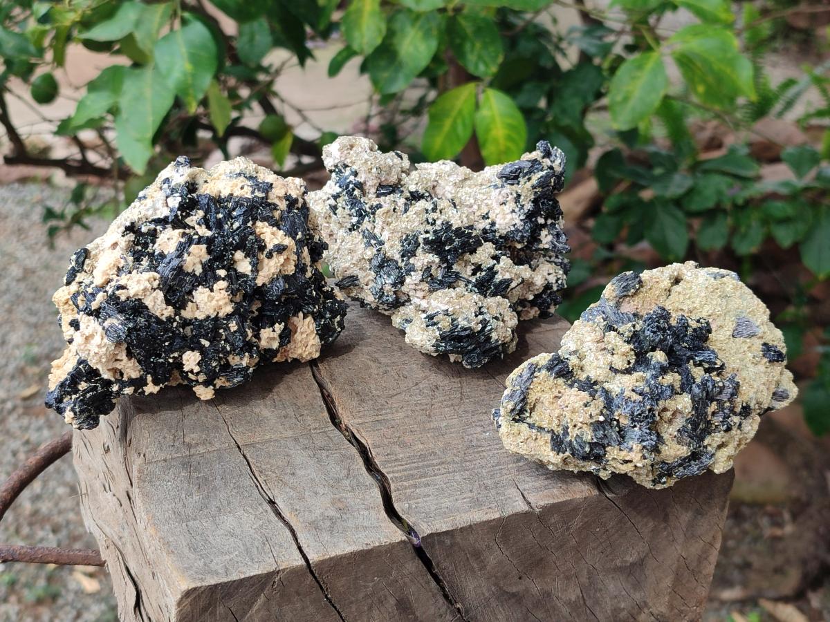 Natural Schorl Black Tourmaline with Vermiculite x 3 From Erongo, Namibia - Toprock Gemstones and Minerals 