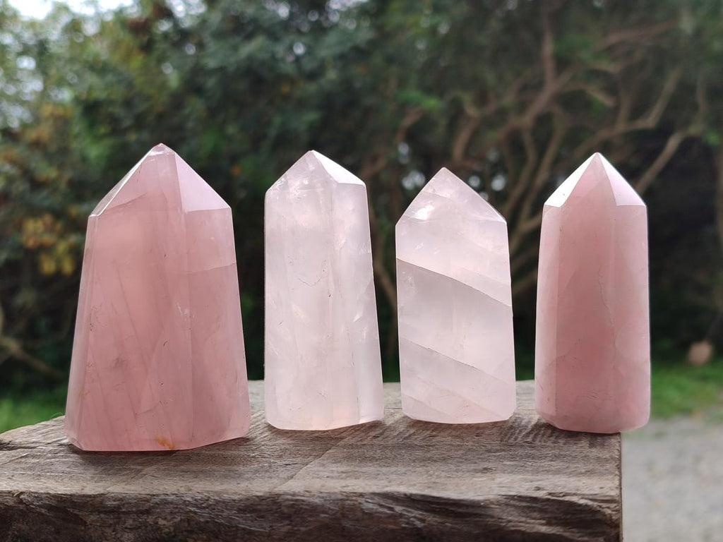 Polished Gemmy Rose Quartz Crystals x 6 From Madagascar - Toprock Gemstones and Minerals 