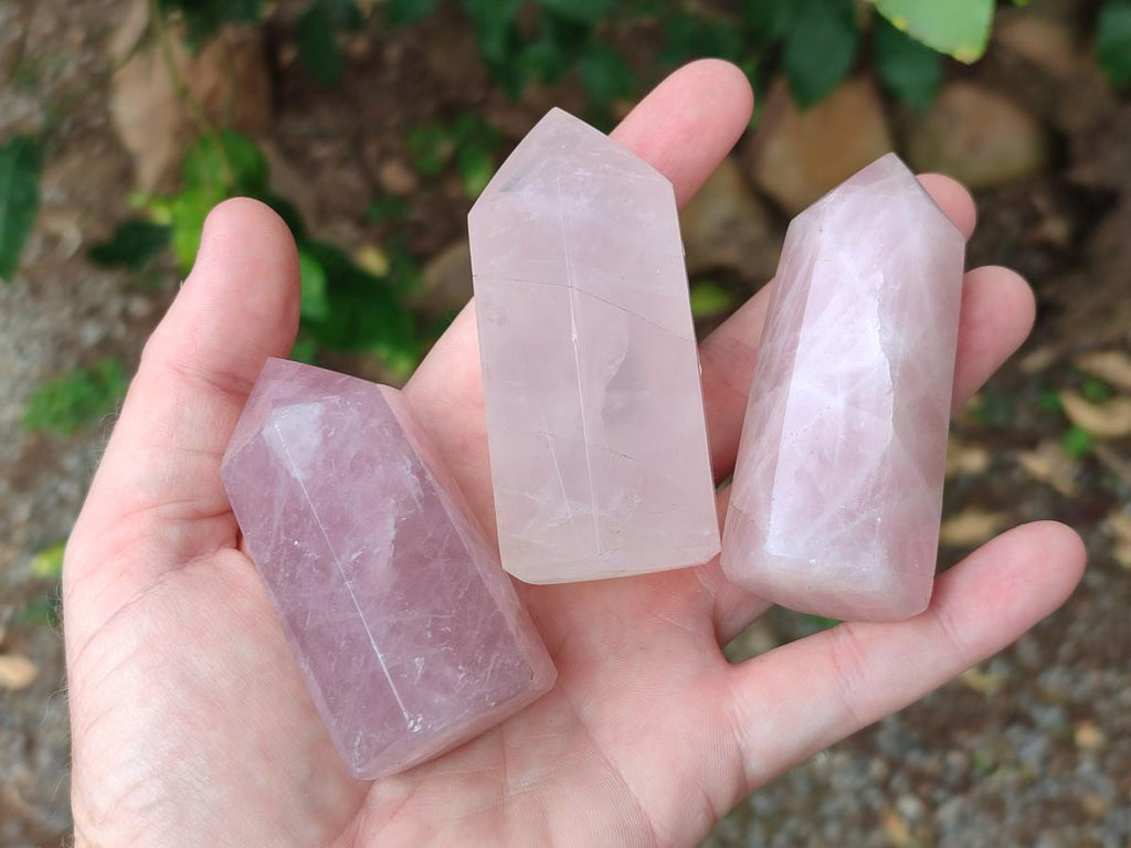 Polished Gemmy Rose Quartz Crystals x 6 From Madagascar - Toprock Gemstones and Minerals 