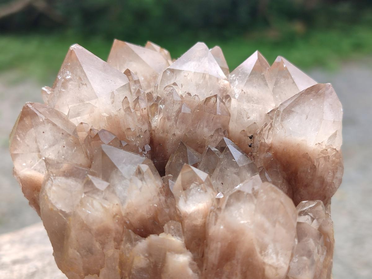 Natural Cascading White Phantom Smokey Luena Quartz Clusters x 2 From Luena, Congo - Toprock Gemstones and Minerals 
