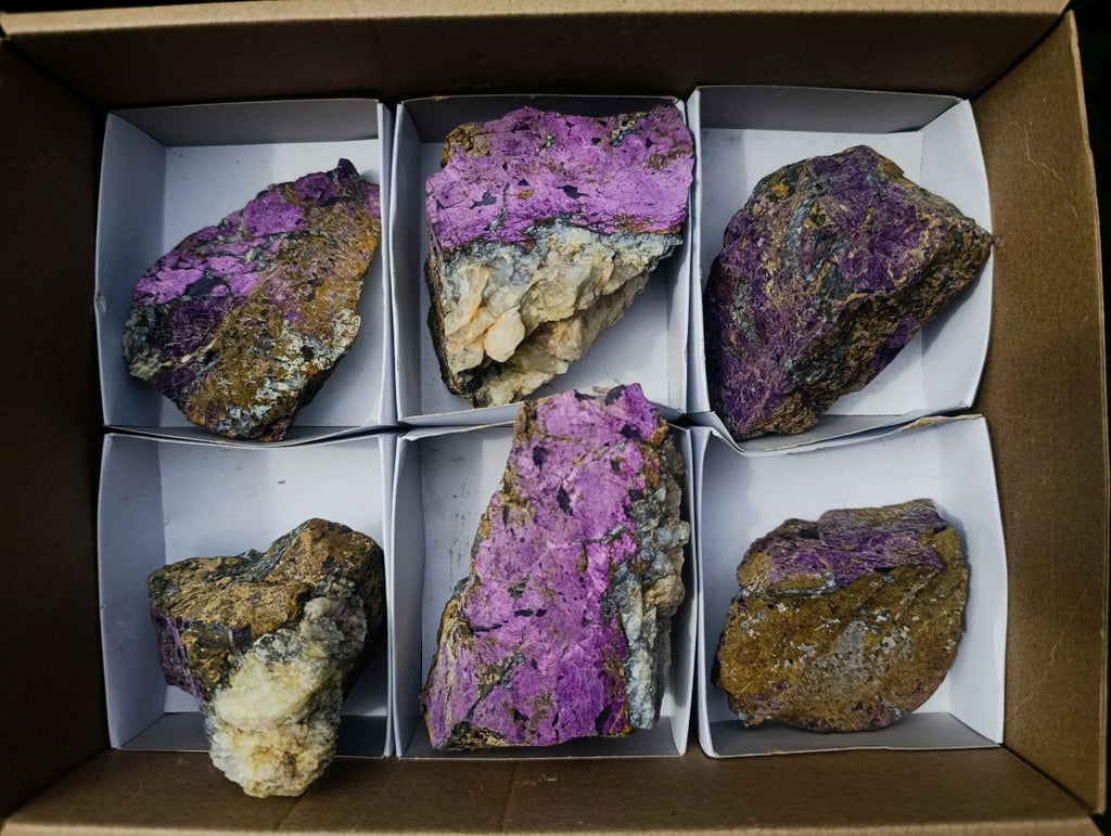 Natural Metallic Cobbed Purpurite Specimens x 6 From Erongo, Namibia - Toprock Gemstones and Minerals 