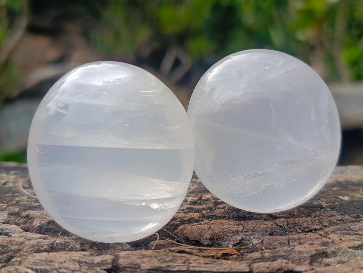 Polished Girasol Pearl Quartz Palm Stones x 20 From Ambatondrazaka, Madagascar - Toprock Gemstones and Minerals 