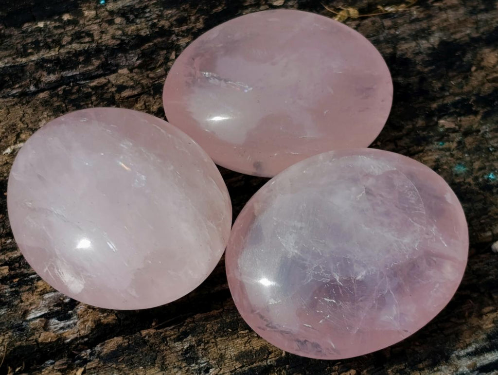 Polished Gemmy Rose Quartz Palm Stones x 24 From Madagascar - Toprock Gemstones and Minerals 