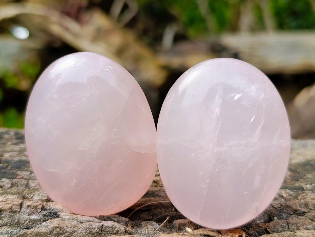 Polished Gemmy Rose Quartz Palm Stones x 24 From Madagascar - Toprock Gemstones and Minerals 