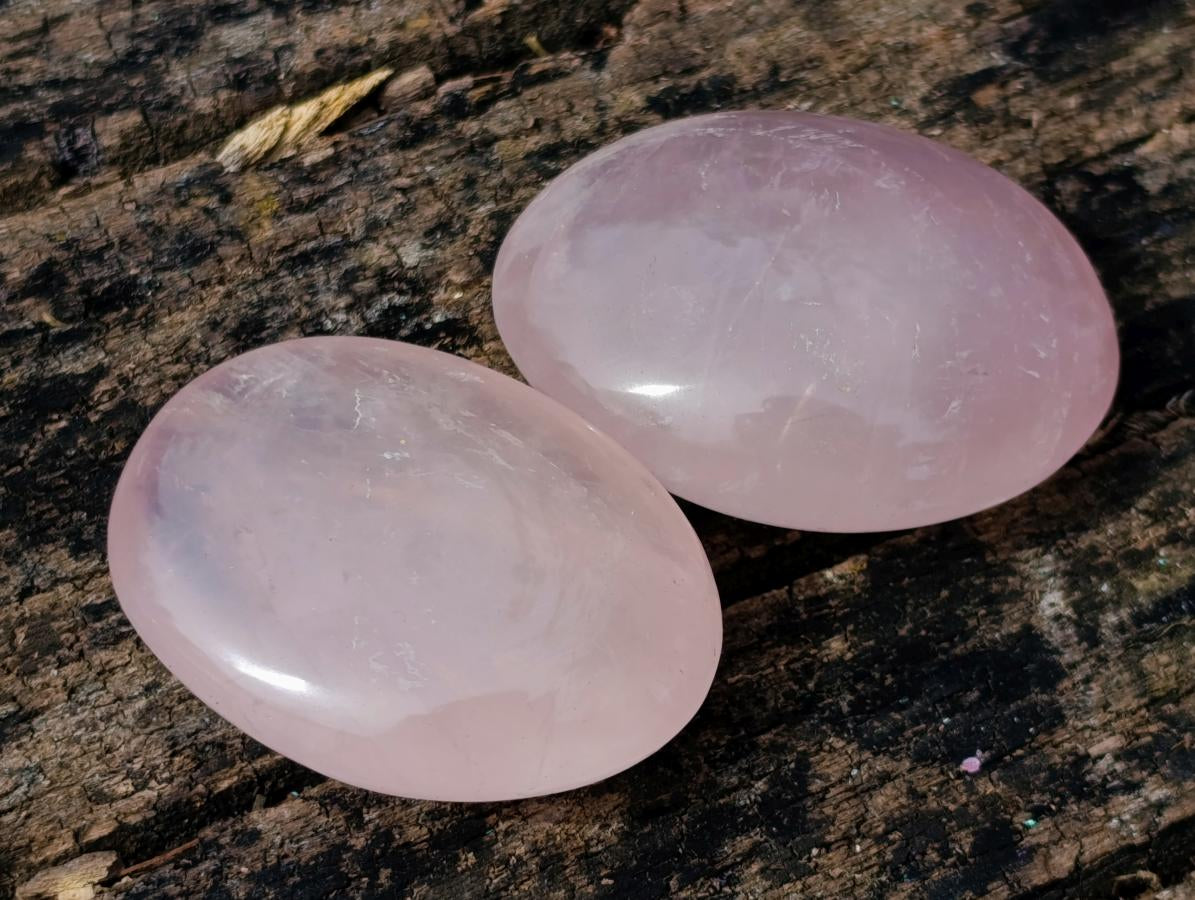 Polished Gemmy Rose Quartz Palm Stones x 24 From Madagascar - Toprock Gemstones and Minerals 