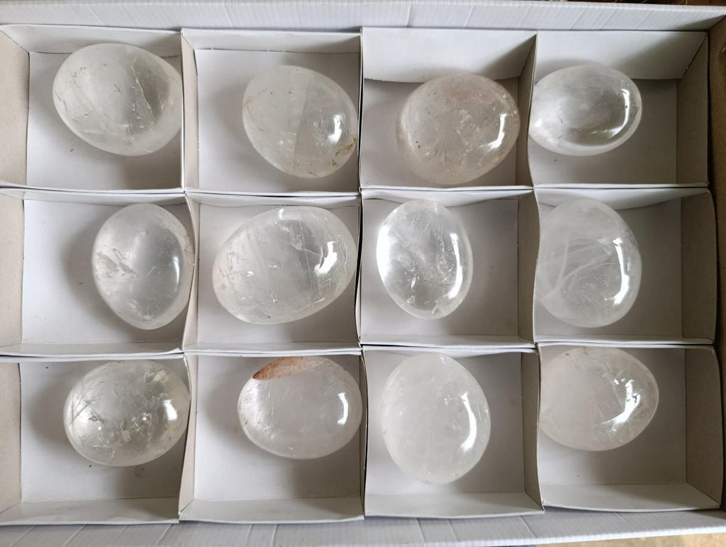 Polished Large Rock Crystal Galets x 12 From Amoron’i Mania, Madagascar - Toprock Gemstones and Minerals 