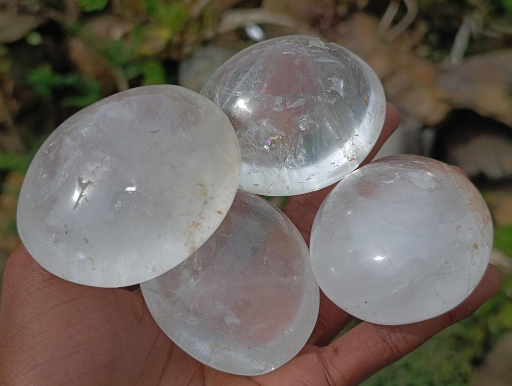 Polished Large Rock Crystal Galets x 12 From Amoron’i Mania, Madagascar - Toprock Gemstones and Minerals 