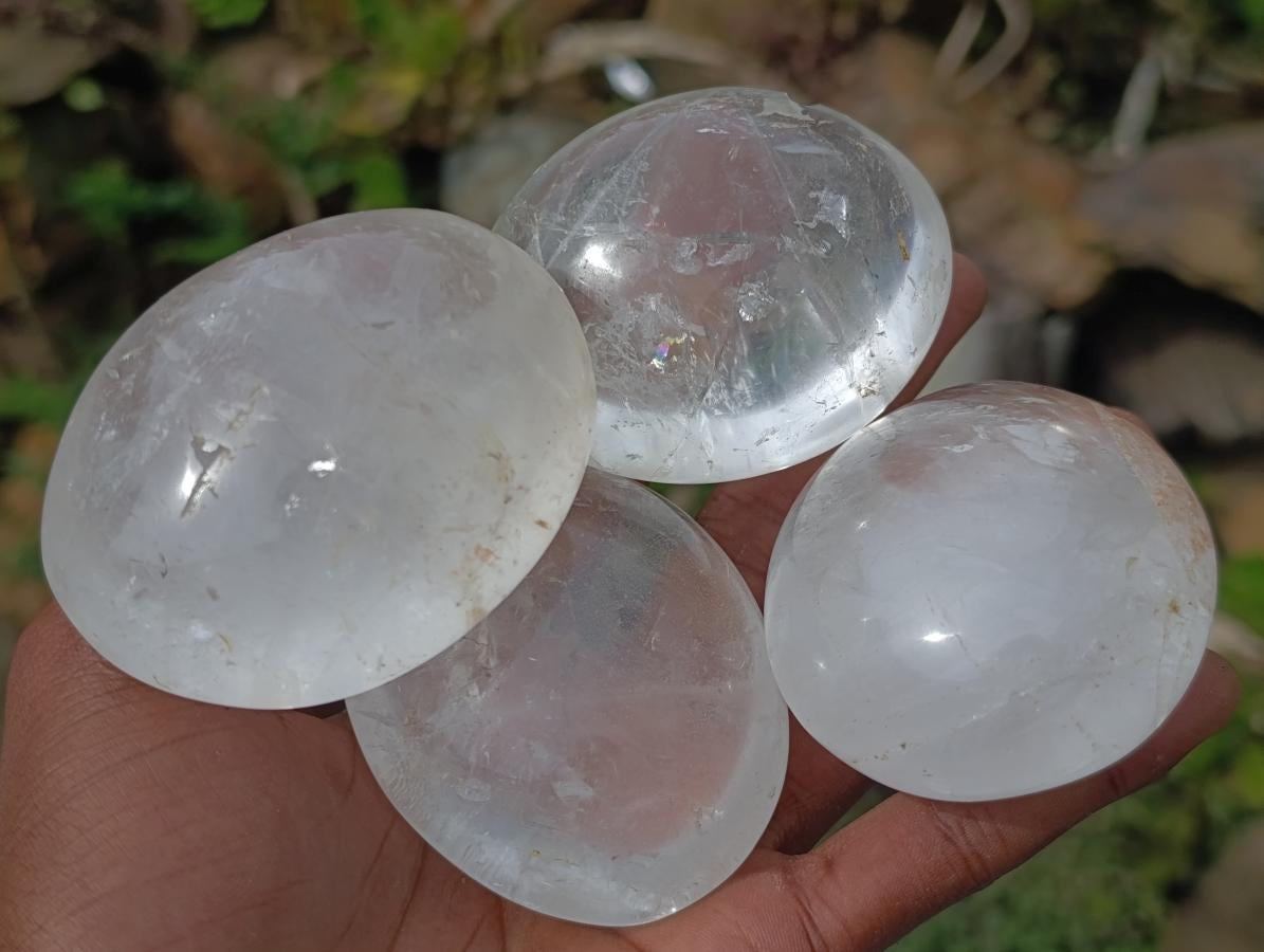 Polished Large Rock Crystal Galets x 12 From Amoron’i Mania, Madagascar - Toprock Gemstones and Minerals 