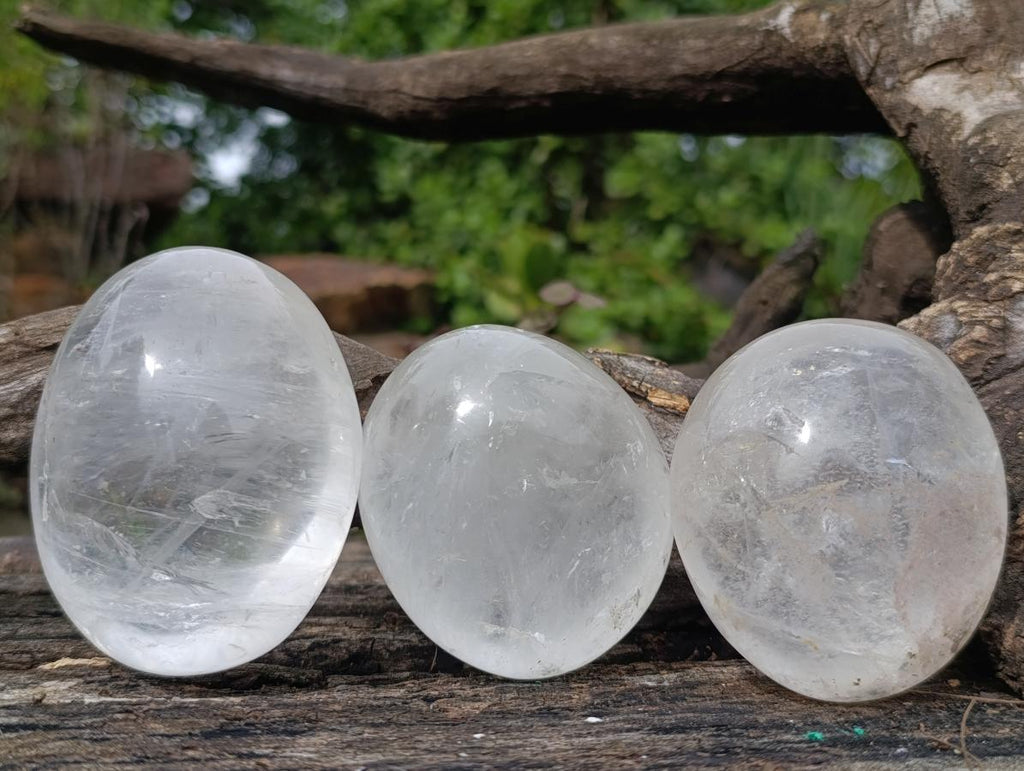 Polished Large Rock Crystal Galets x 12 From Amoron’i Mania, Madagascar - Toprock Gemstones and Minerals 