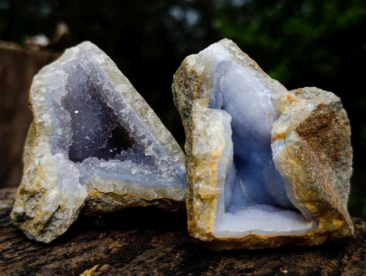 Natural Blue Lace Agate Geode Specimens x 12 From Nsanje, Malawi - Toprock Gemstones and Minerals 