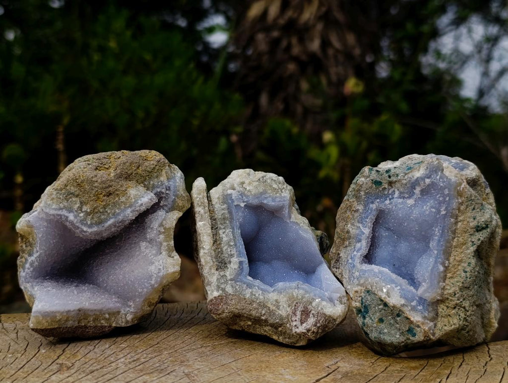 Natural Blue Lace Agate Geode Specimens x 12 From Nsanje, Malawi - Toprock Gemstones and Minerals 