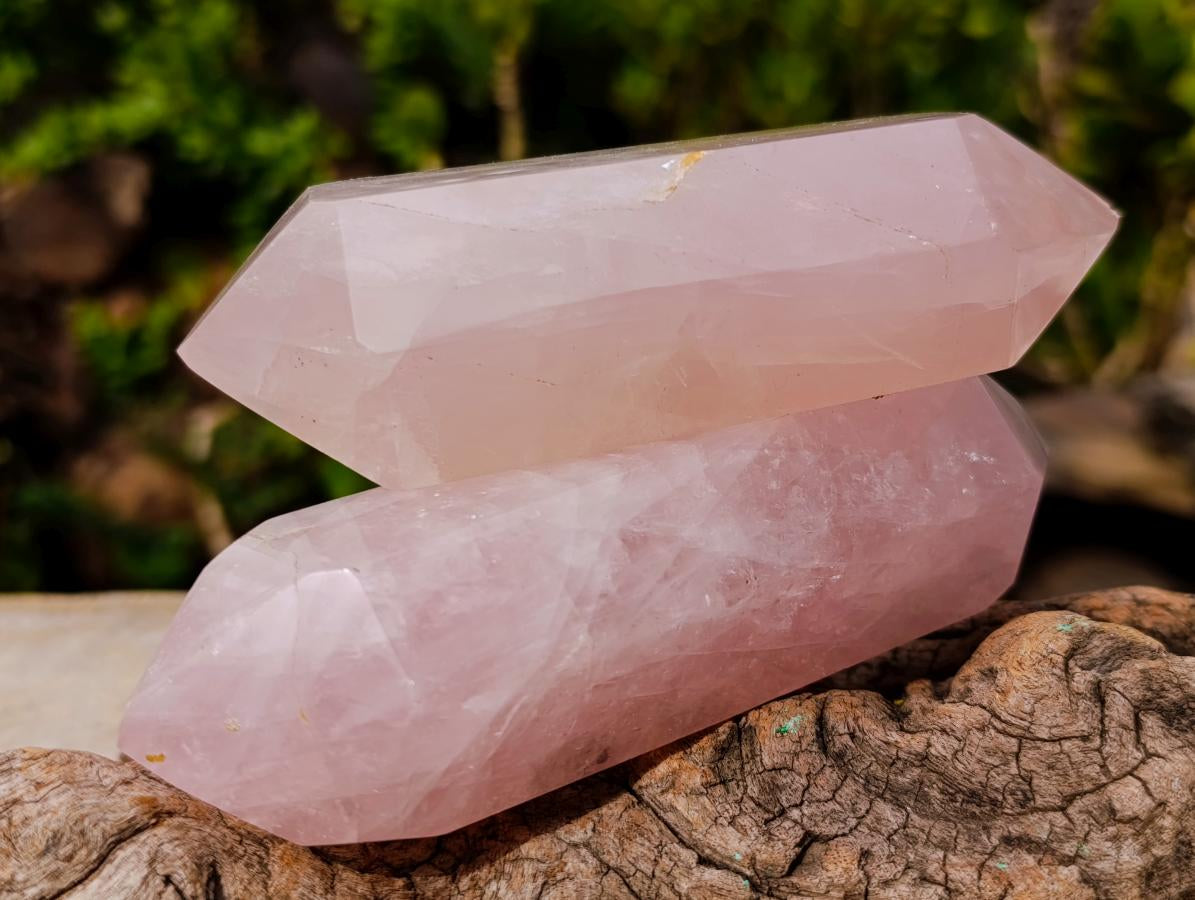 Polished Double Terminated Gemmy Rose Quartz Crystals x 4 From Madagascar - Toprock Gemstones and Minerals 