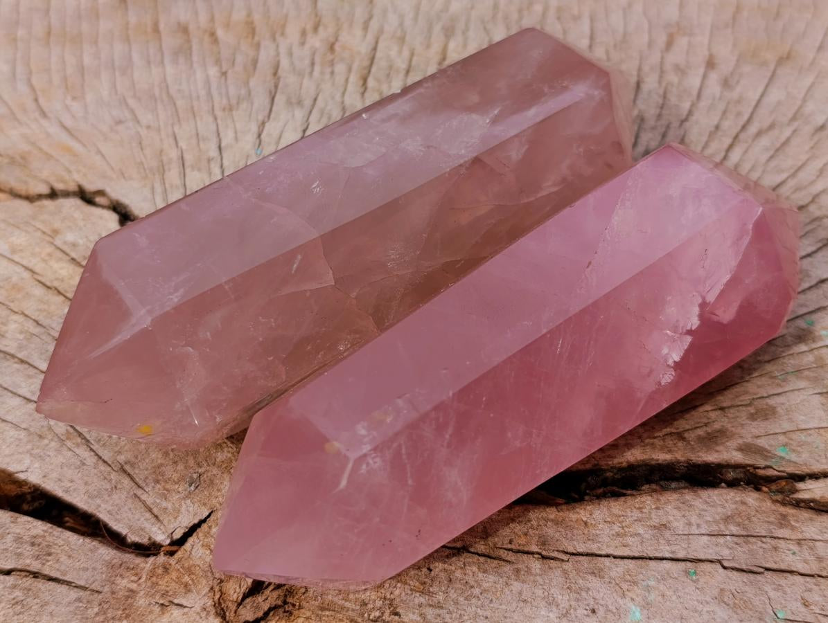 Polished Double Terminated Gemmy Rose Quartz Crystals x 4 From Madagascar - Toprock Gemstones and Minerals 