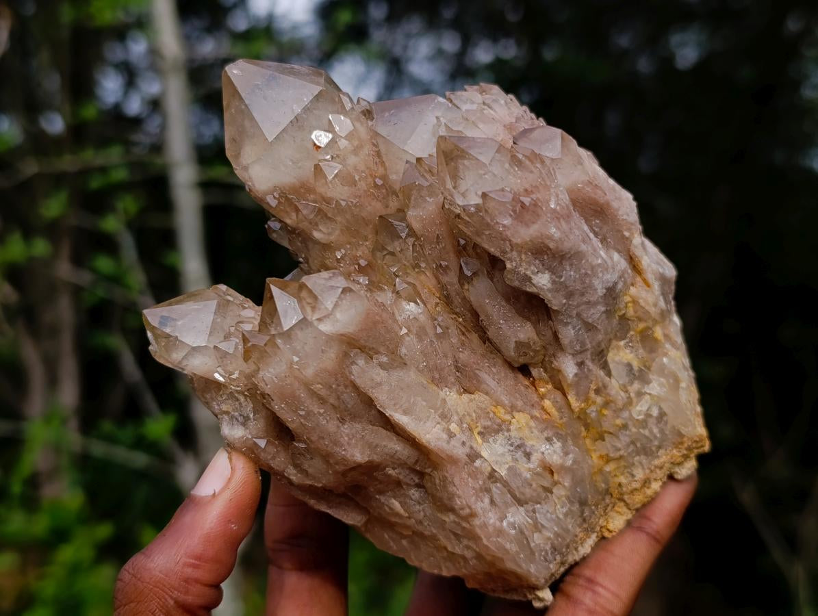 Natural Smokey Phantom Quartz Clusters x 2 From Luena, Congo - Toprock Gemstones and Minerals 