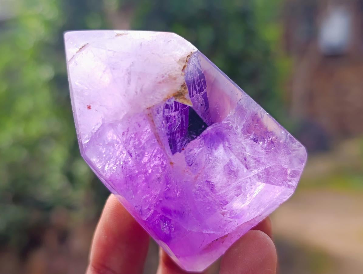 Polished Smokey Window Amethyst Crystals x 12 From Akansobe, Madagascar - Toprock Gemstones and Minerals 