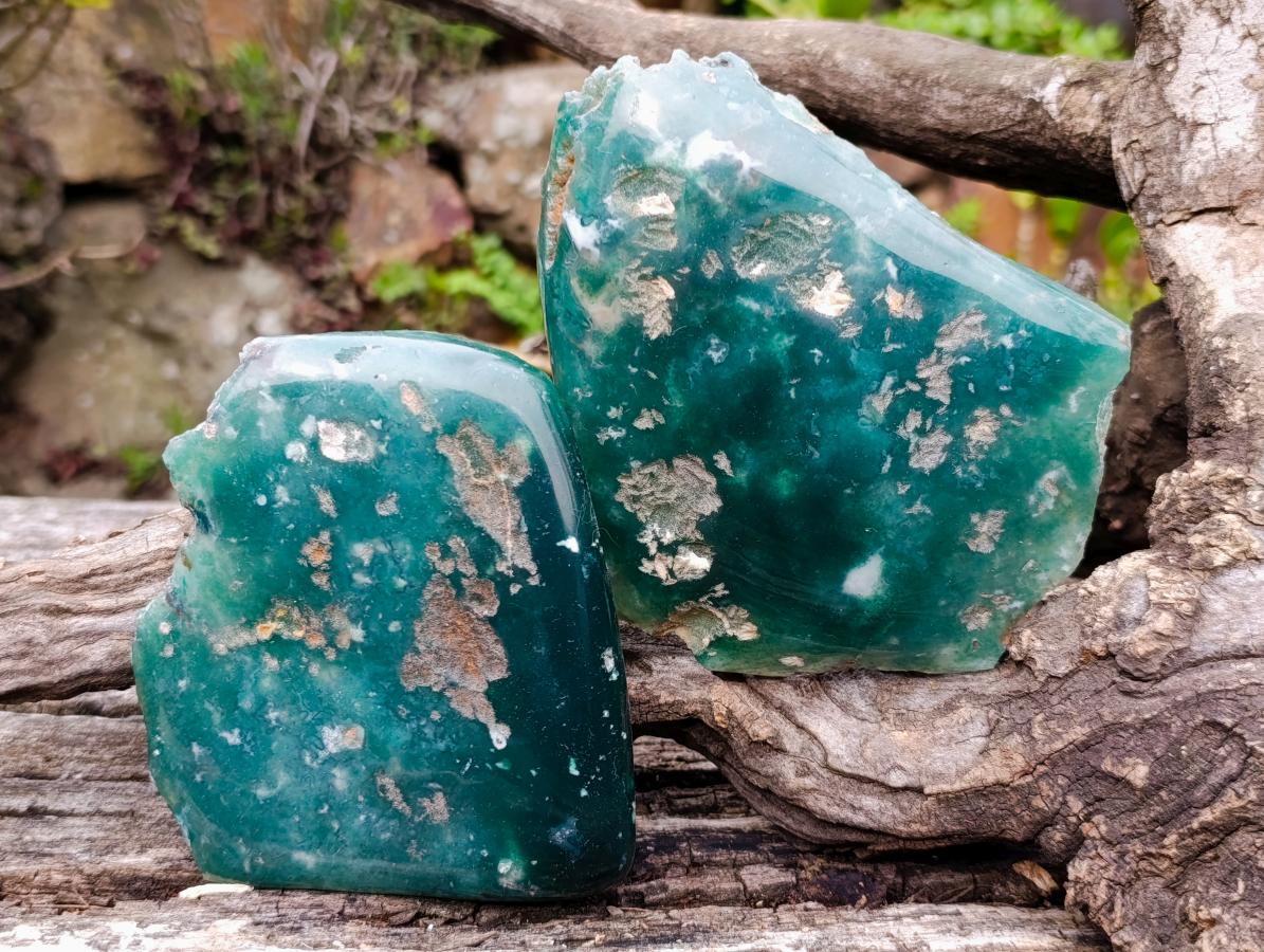 Polished On One Side Mtorolite Chrysoprase Slices x 6 From Mutorashanga, Zimbabwe - Toprock Gemstones and Minerals 