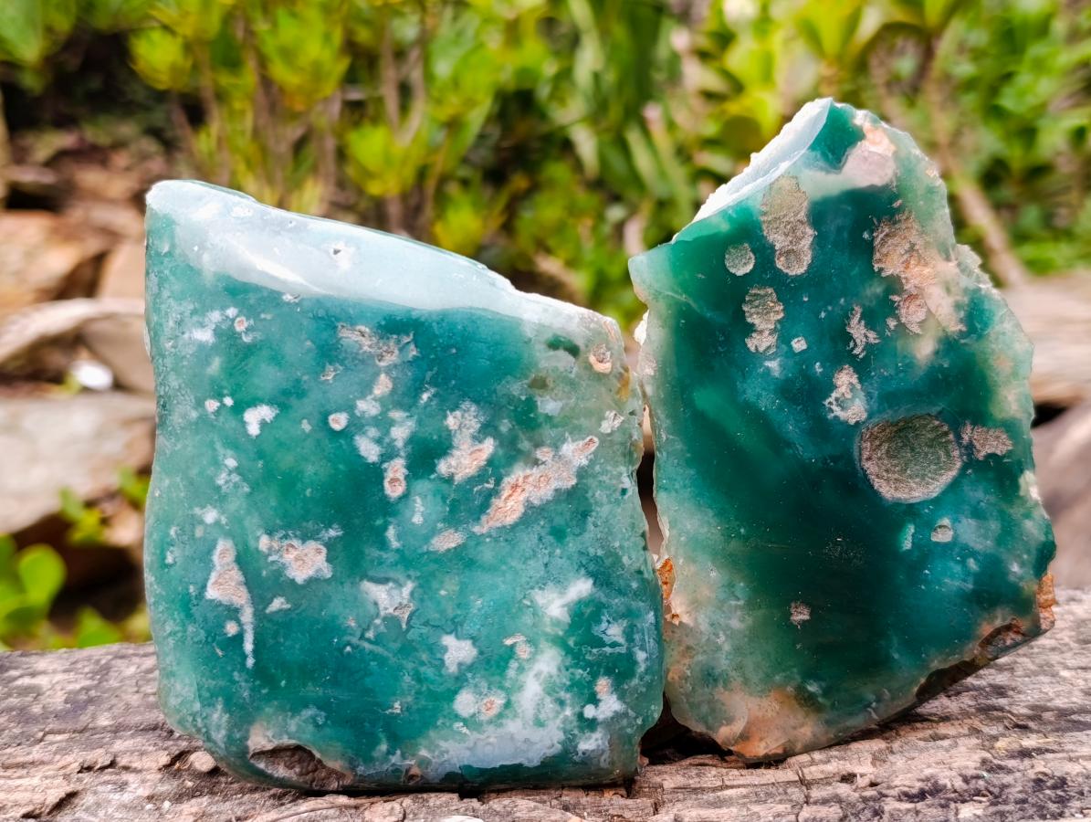 Polished On One Side Mtorolite Chrysoprase Slices x 6 From Mutorashanga, Zimbabwe - Toprock Gemstones and Minerals 