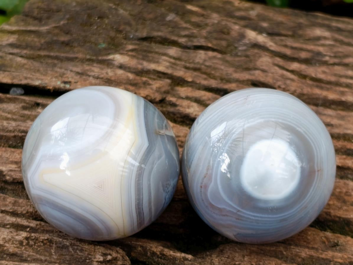 Polished Banded Agate Spheres x 6 From Madagascar - Toprock Gemstones and Minerals 