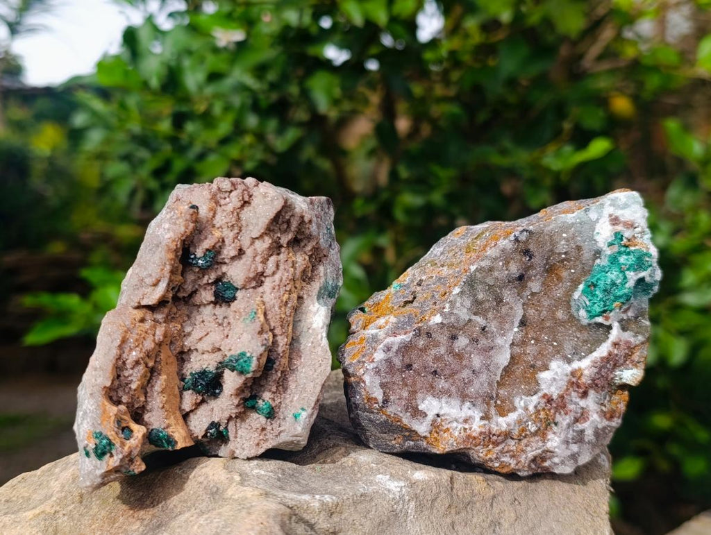 Natural Crystalline Malachite Specimens x 2 From Tenke Fungurume, Congo - Toprock Gemstones and Minerals 