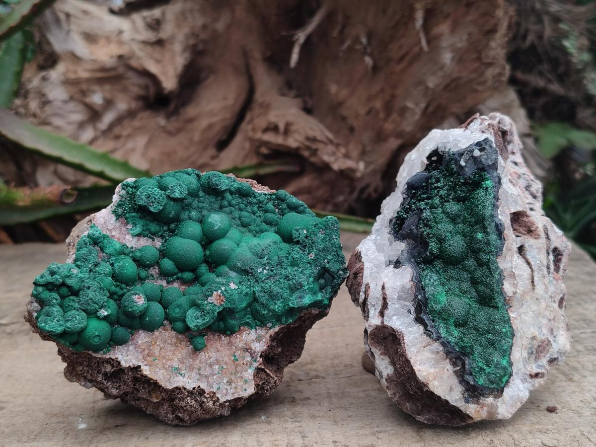 Natural Drusy Quartz Coated Ball Malachite On Dolomite Specimens x 3 From Mindingi Mine, Kambove, Congo - Toprock Gemstones and Minerals 