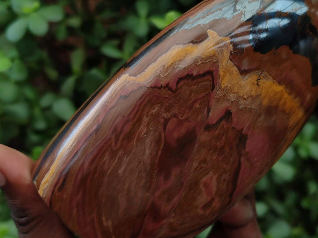 Polished Golden Tigers Eye with Banded Iron Stone Standing Display Pieces x 2 From Prieska, South Africa - Toprock Gemstones and Minerals 