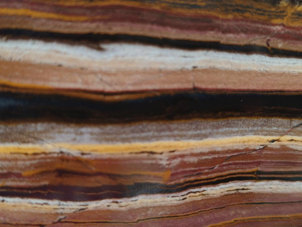 Polished Golden Tigers Eye with Banded Iron Stone Standing Display Pieces x 2 From Prieska, South Africa - Toprock Gemstones and Minerals 