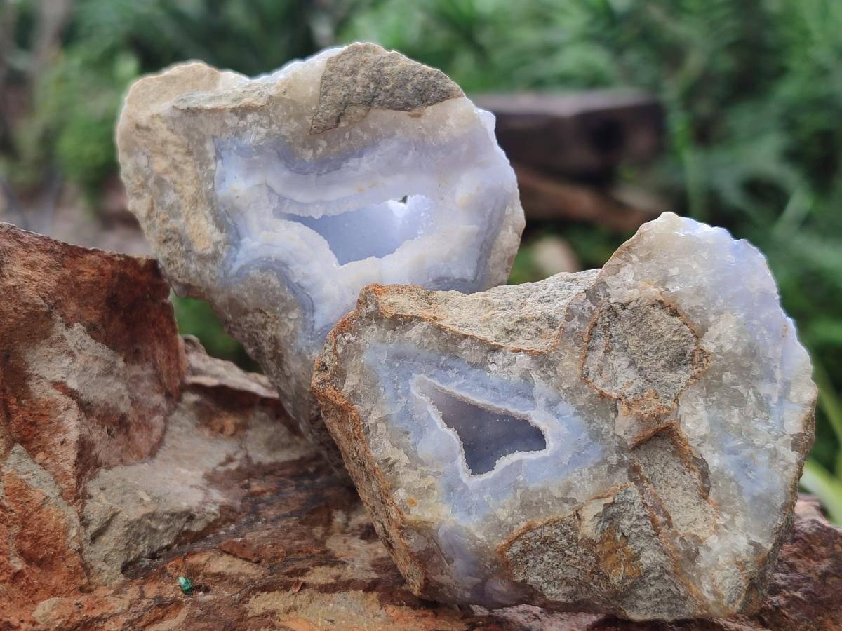 Natural Blue Lace Agate Specimens x 12 From Nsanje, Malawi - Toprock Gemstones and Minerals 