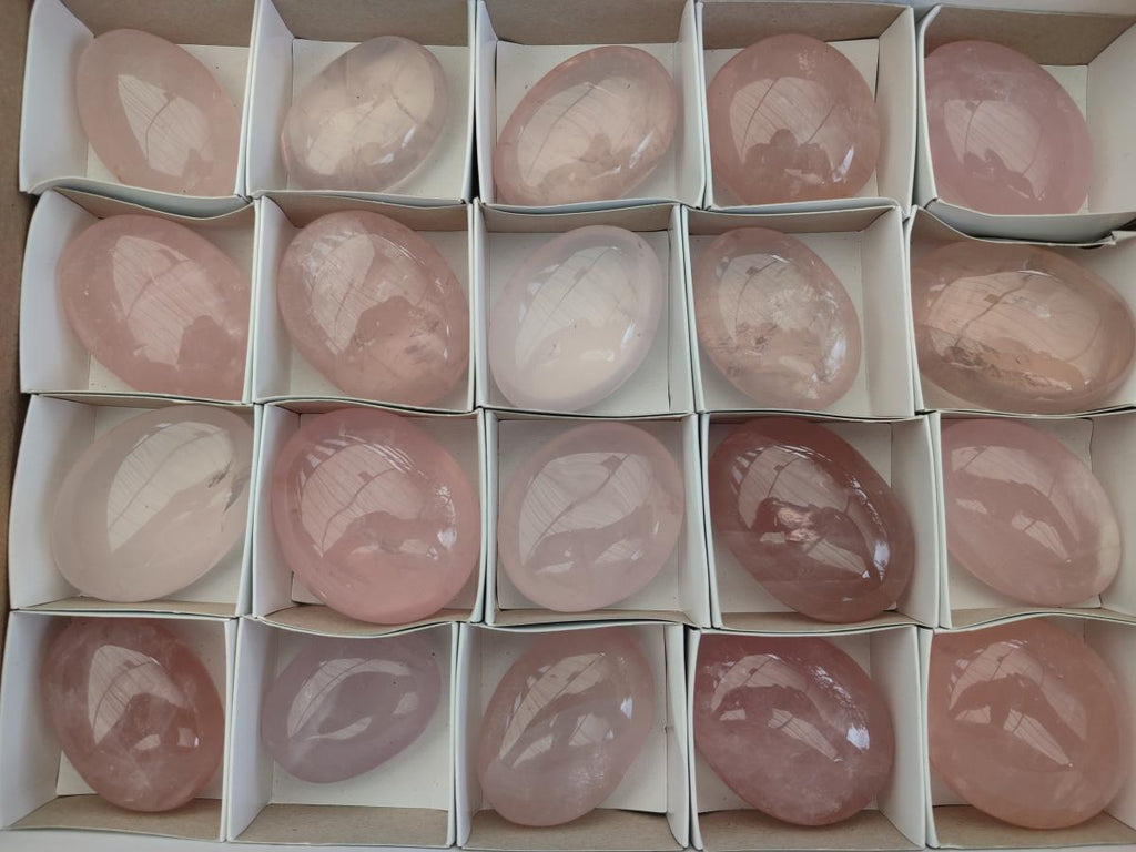 Polished Gemmy Rose Quartz Palm Stones x 20 From Madagascar - Toprock Gemstones and Minerals 
