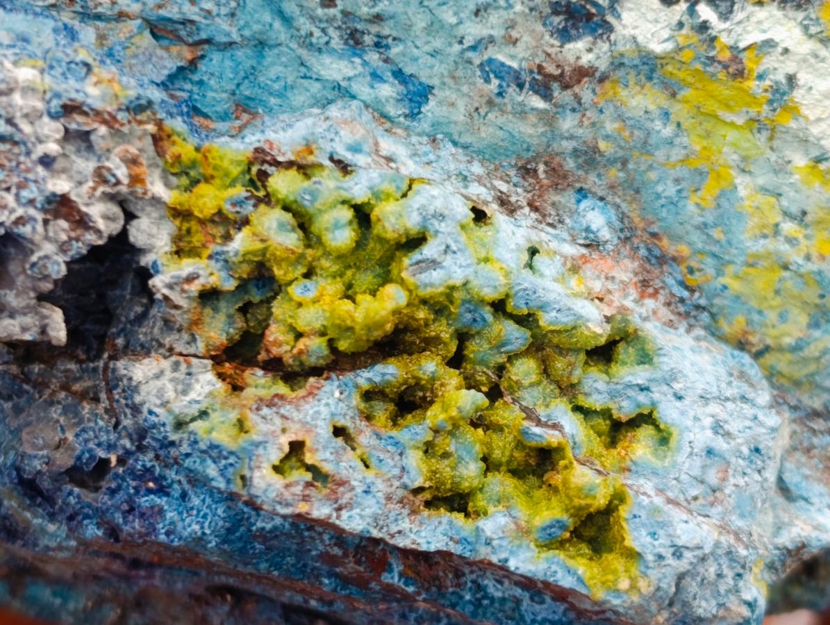 Natural Shattuckite with Chrysocolla, Malachite and Duftite Specimens x 6 From Koakoveld, Namibia - Toprock Gemstones and Minerals 