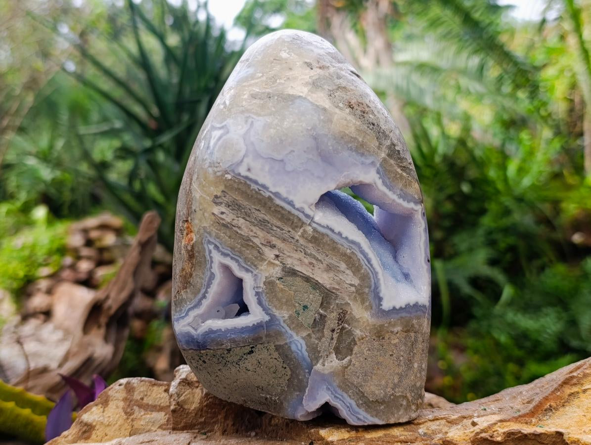 Polished Large Blue Lace Agate Standing Display Piece x 1 From Nsanje, Malawi - Toprock Gemstones and Minerals 