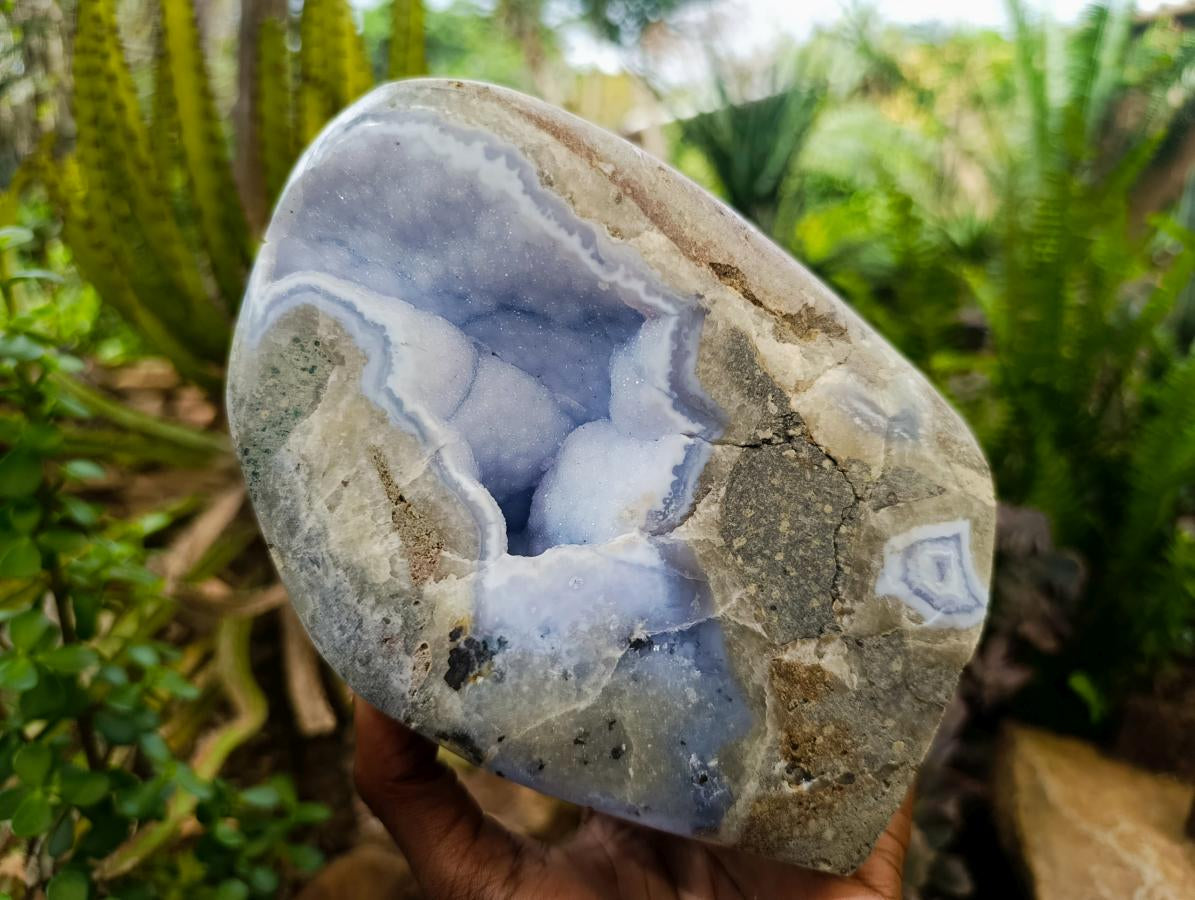 Polished Large Blue Lace Agate Standing Display Piece x 1 From Nsanje, Malawi - Toprock Gemstones and Minerals 