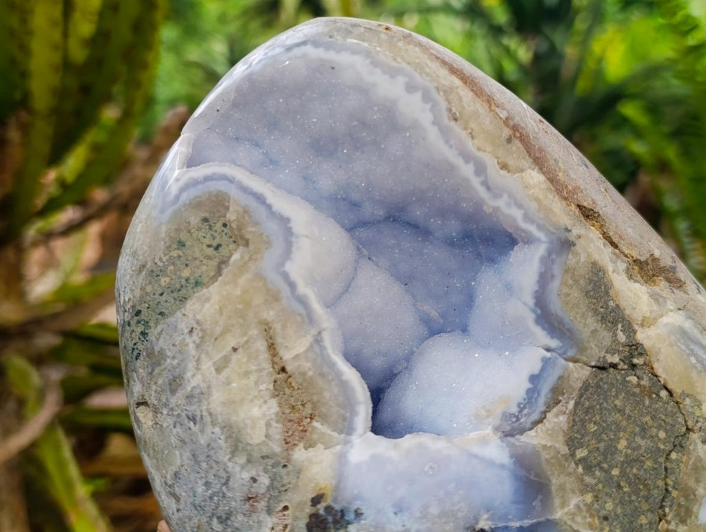 Polished Large Blue Lace Agate Standing Display Piece x 1 From Nsanje, Malawi - Toprock Gemstones and Minerals 