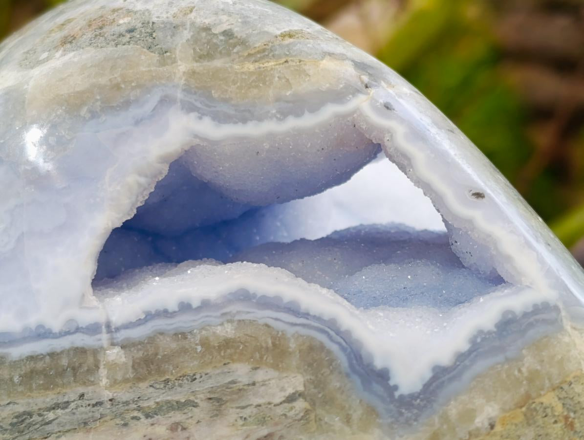 Polished Large Blue Lace Agate Standing Display Piece x 1 From Nsanje, Malawi - Toprock Gemstones and Minerals 