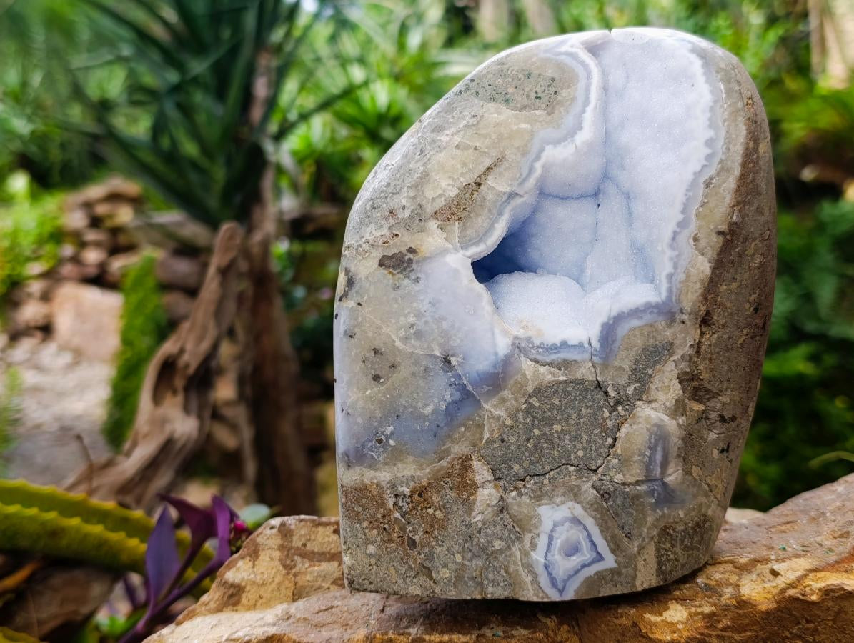 Polished Large Blue Lace Agate Standing Display Piece x 1 From Nsanje, Malawi - Toprock Gemstones and Minerals 