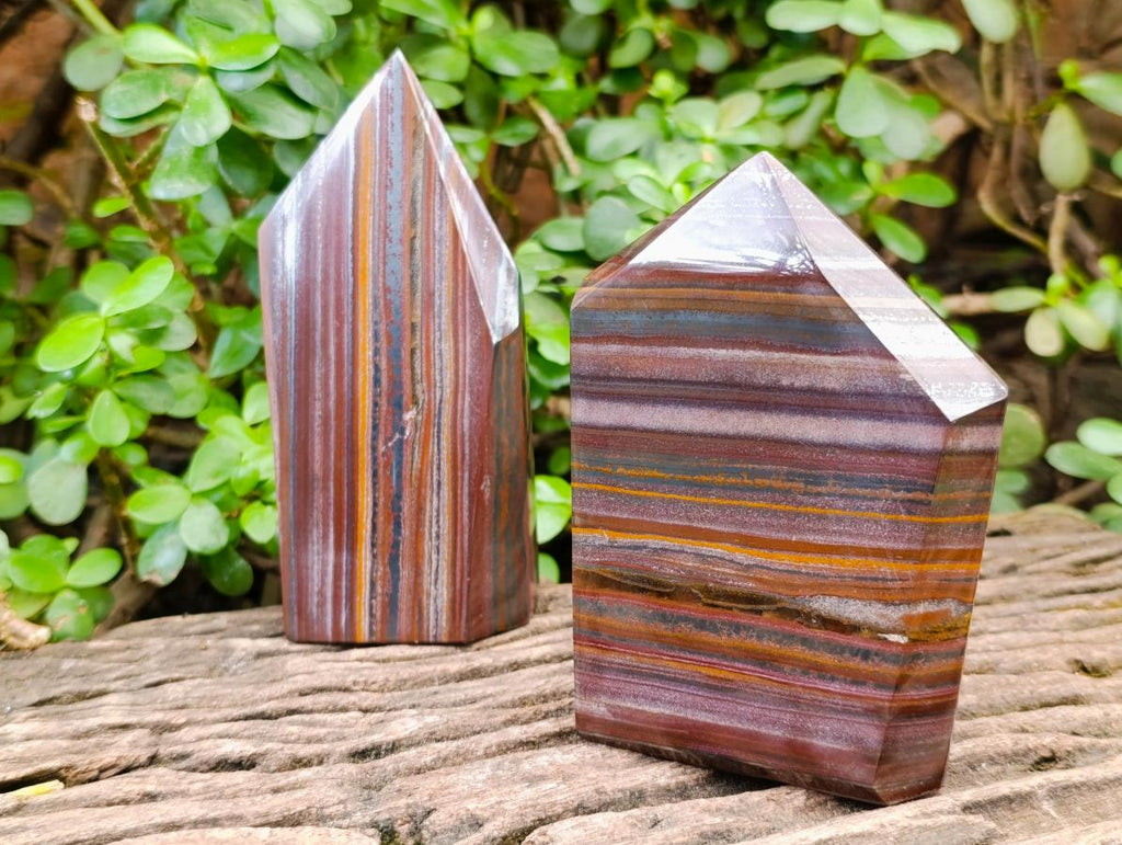 Polished Banded Tiger Iron Display Crystals x 2 From South Africa - Toprock Gemstones and Minerals 