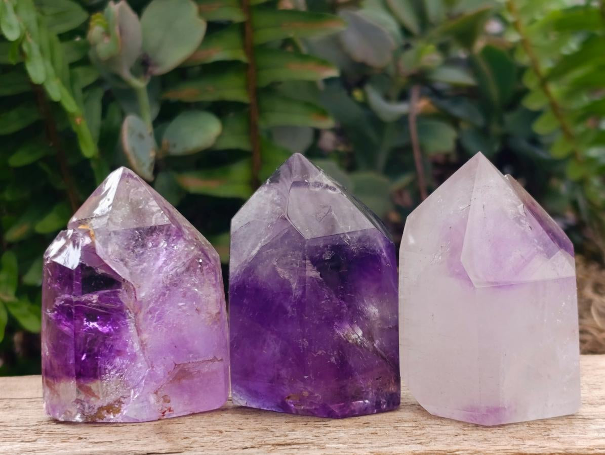Polished Window Amethyst Crystals x 12 From Akansobe, Madagascar - Toprock Gemstones and Minerals 