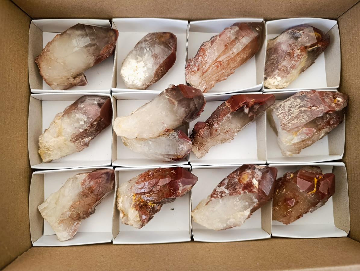 Natural Red Hematoid Quartz Crystals x 12 From Karoi, Zimbabwe - Toprock Gemstones and Minerals 
