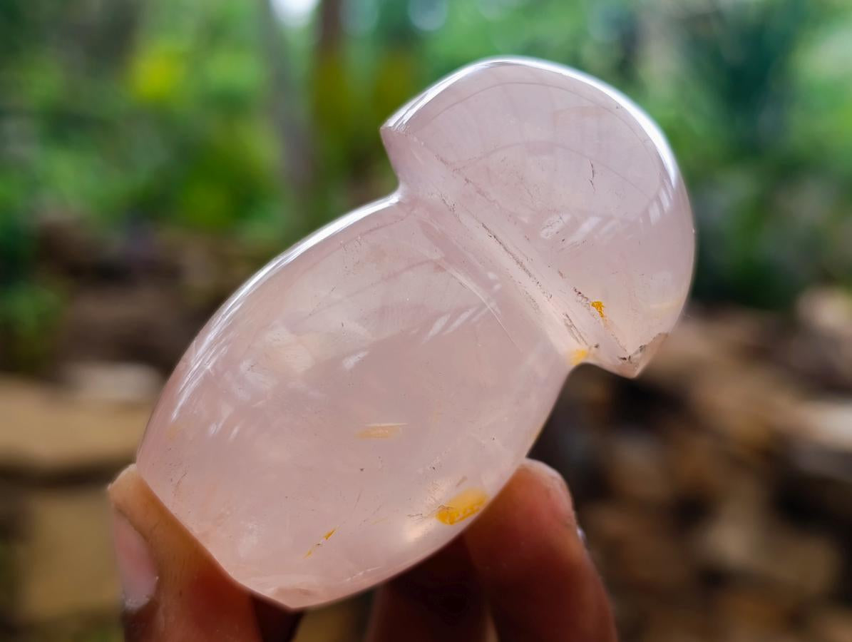 Polished Gemmy Rose Quartz Mushrooms x 12 From Madagascar - Toprock Gemstones and Minerals 