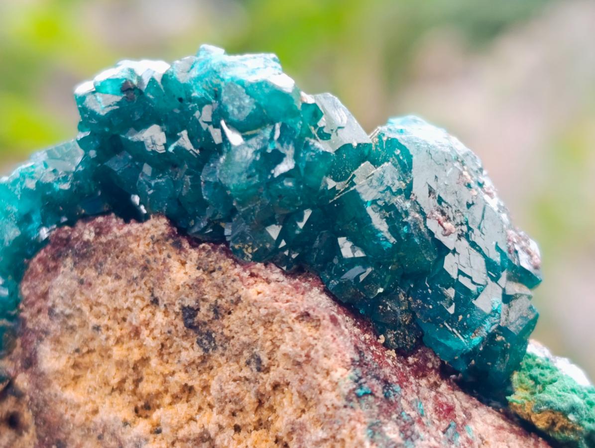 Natural Dioptase on Dolomite Specimens x 6 From Likasi, Congo - Toprock Gemstones and Minerals 