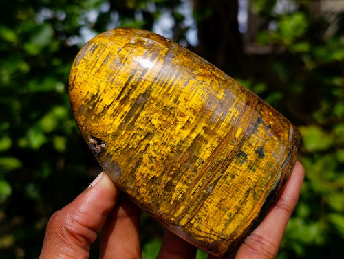 Polished Blue Golden Neolite Tigers Eye Standing Display Pieces x 3 From Prieska, South Africa - Toprock Gemstones and Minerals 
