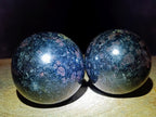 Polished Large "Water Sapphire" Spheres with Sillimanite x 2 From Ambatofinandrahana, Madagascar - Toprock Gemstones and Minerals 