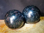 Polished Large "Water Sapphire" Spheres with Sillimanite x 2 From Ambatofinandrahana, Madagascar - Toprock Gemstones and Minerals 