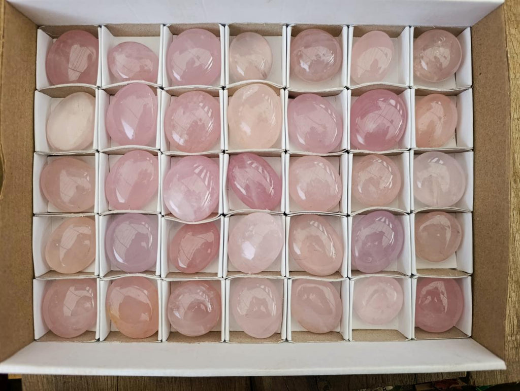 Polished Wire Wrap Size Gemmy Rose Quartz Galets x 35 From Madagascar - Toprock Gemstones and Minerals 