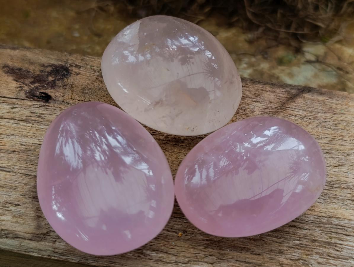 Polished Wire Wrap Size Gemmy Rose Quartz Galets x 35 From Madagascar - Toprock Gemstones and Minerals 