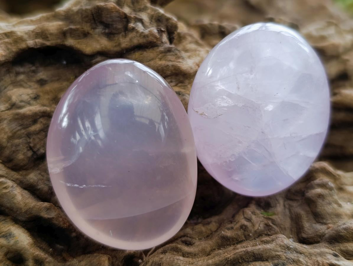 Polished Wire Wrap Size Gemmy Rose Quartz Galets x 35 From Madagascar - Toprock Gemstones and Minerals 